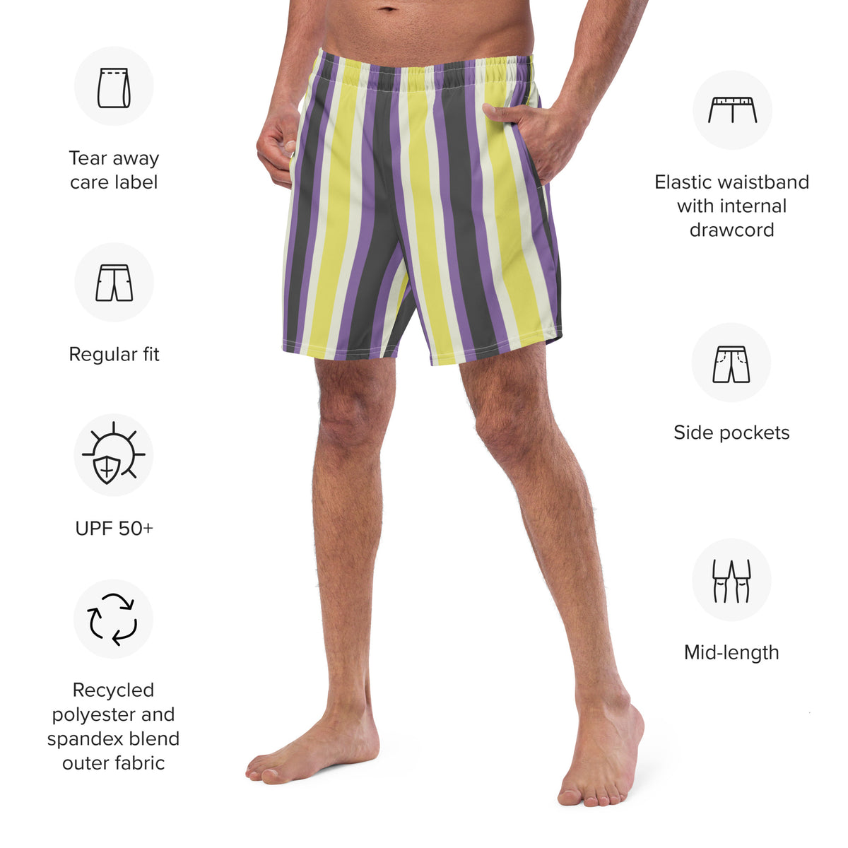Retro NonBinary Swim Trunks It's Madison Ryan