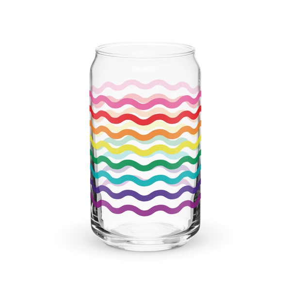 Original Rainbow Flag Squiggles Can-Shaped Glass
