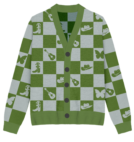 Debut Checkered Knit Cardigan