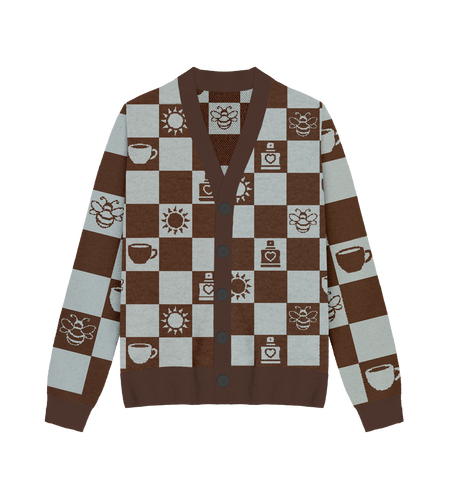 Espresso Checkered Knit Cardigan