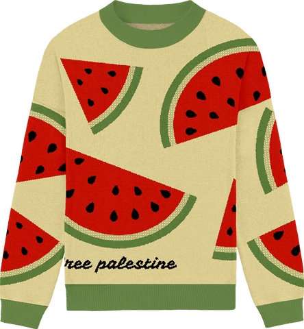 Free Palestine Watermelon Knit Crewneck