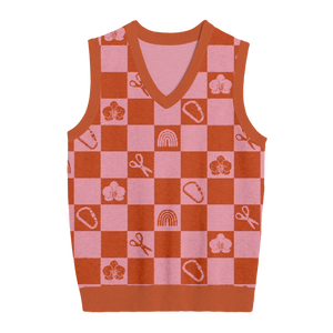 Lesbian Checkered Knit Vest