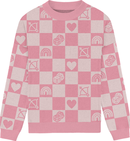 Lover Checkered Knit Crewneck