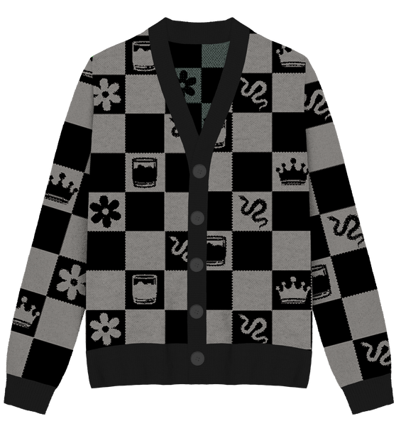 Reputation Checkered Knit Cardigan