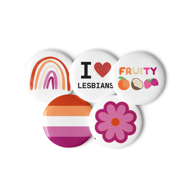 Lesbian Pride Set of Pin Buttons