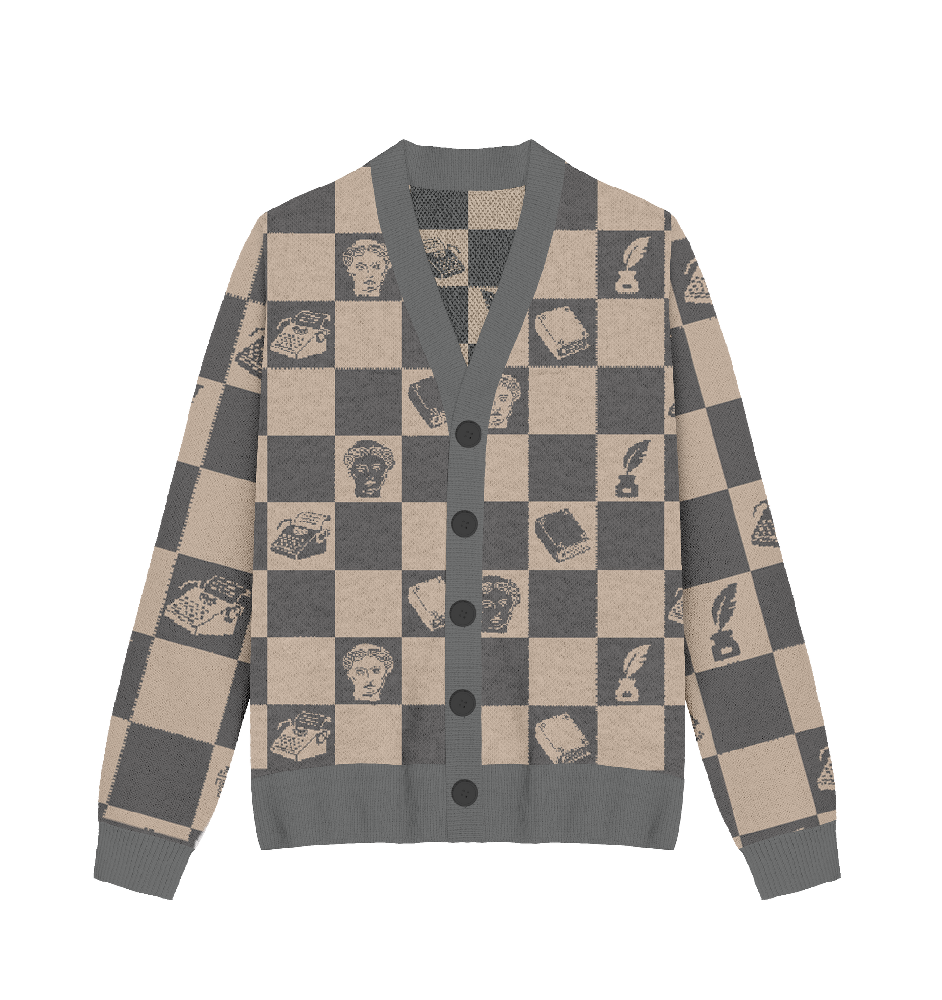 Tortured Poets Aesthetic Checkered Knit Cardigan