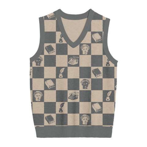 Tortured Poets Aesthetic Checkered Knit Vest
