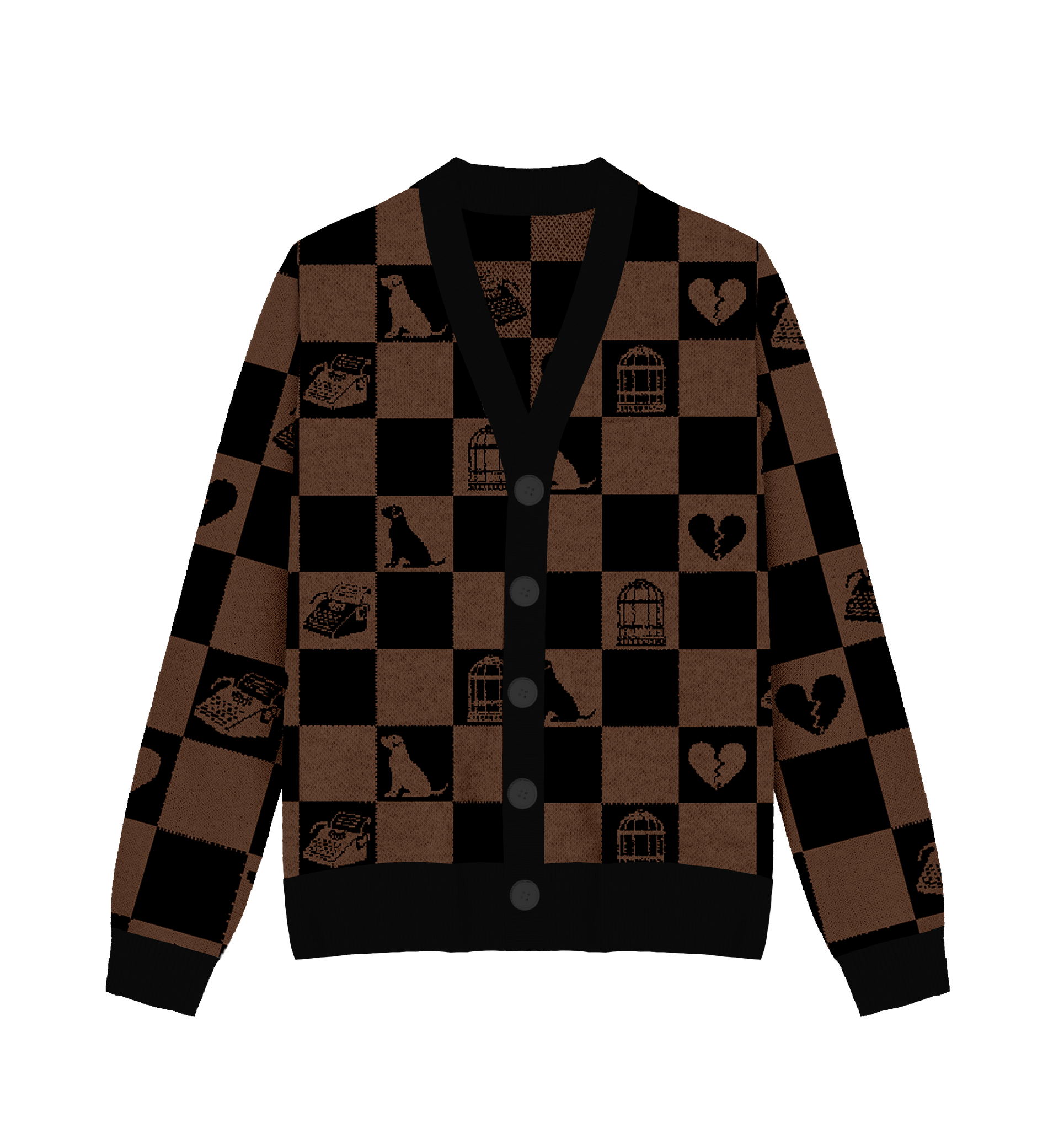 Tortured Poets Checkered Knit Cardigan