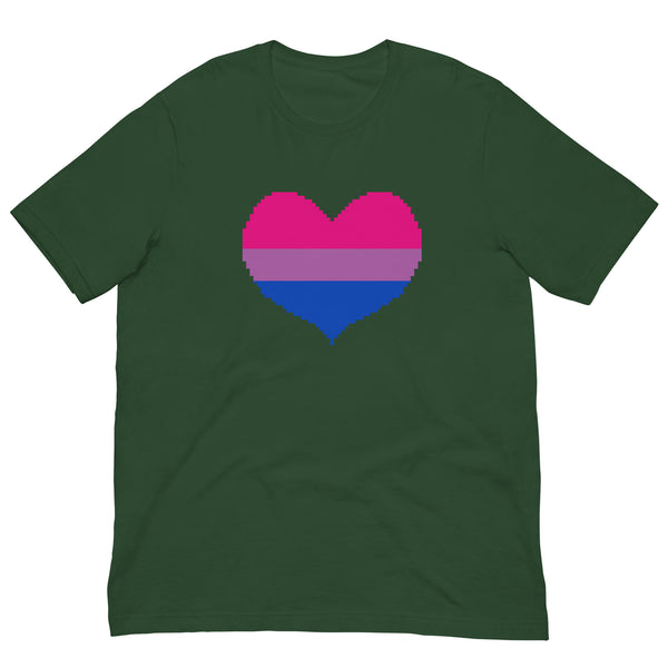 Bisexual Flag Pixel Heart T-Shirt