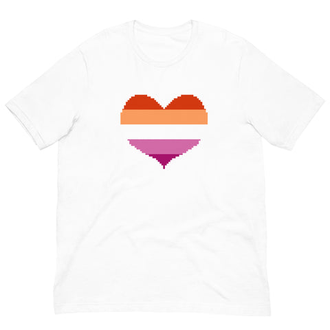 Lesbian Flag Pixel Hearts T-Shirt