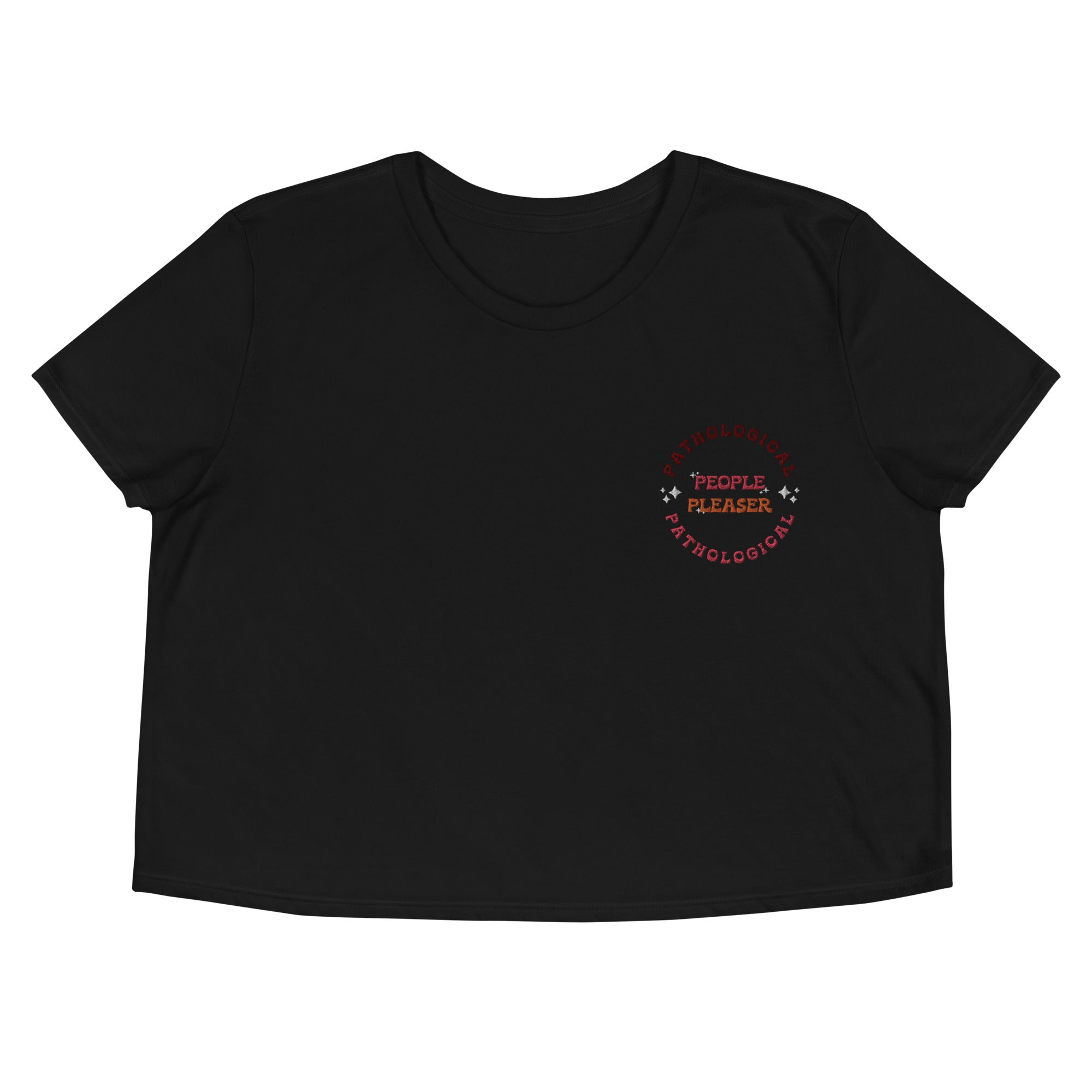 People Pleaser Sunset Embroidered Crop Tee
