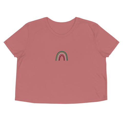 Abrosexual Rainbow Embroidered Crop Tee