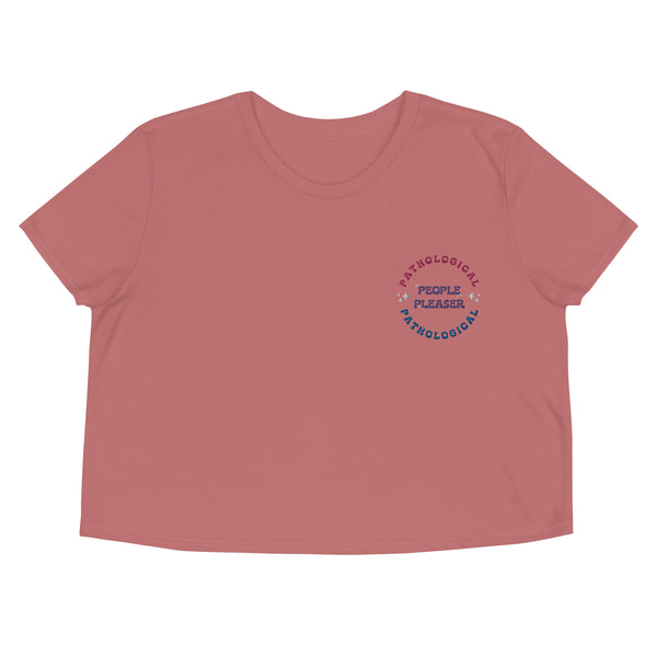 People Pleaser Cotton Candy Embroidered Crop Tee