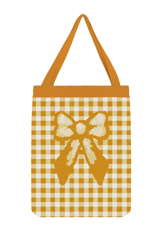 Yellow Bow Knit Tote Bag