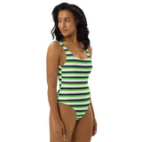 Aromantic / Demiromantic Flag One-Piece Swimsuit