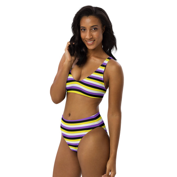 Non-Binary Flag High-Waisted Bikini