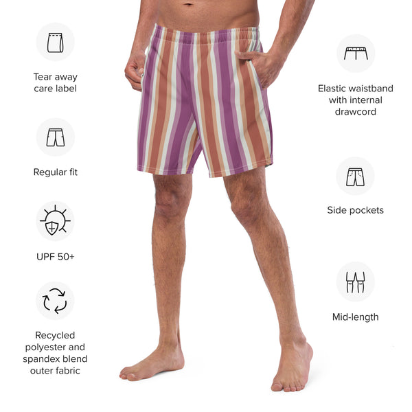 Retro Lesbian Flag Swim Trunks