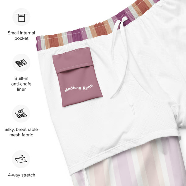 Retro Lesbian Flag Swim Trunks