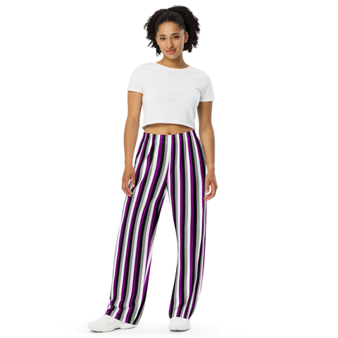 Asexual / Demisexual Pride Flag Wide-Leg Pants