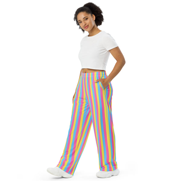Pansexual / Panromantic Flag Wide-Leg Pants
