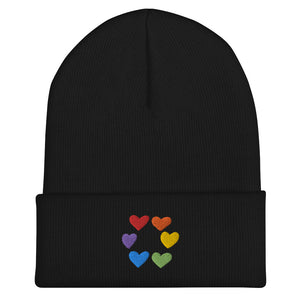 Rainbow Pride Hearts Beanie
