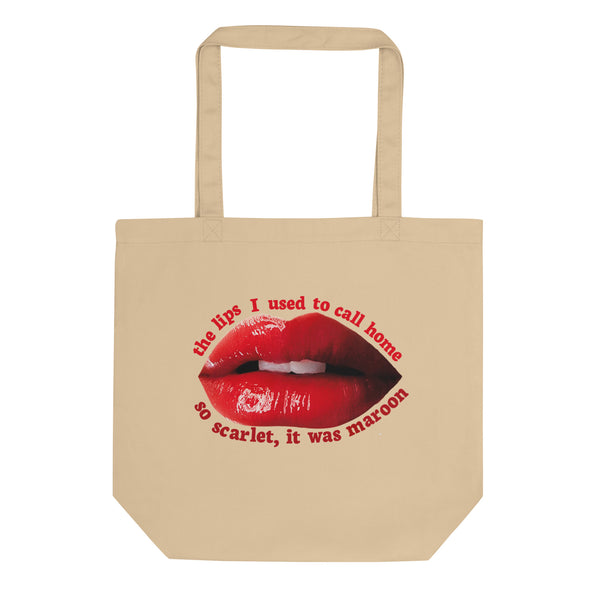 Maroon Lips Tote Bag