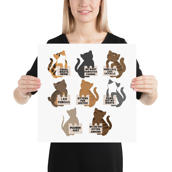 Protesting Cats Poster Print