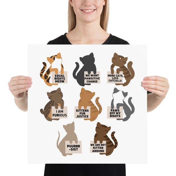 Protesting Cats Poster Print