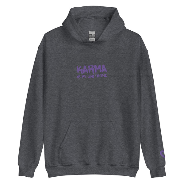 Karma Is My Girlfriend Embroidered (Heart On Sleeve) Hoodie