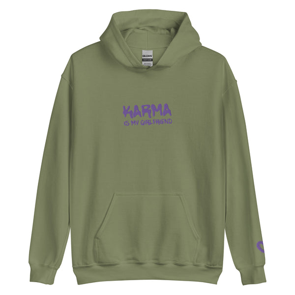 Karma Is My Girlfriend Embroidered (Heart On Sleeve) Hoodie