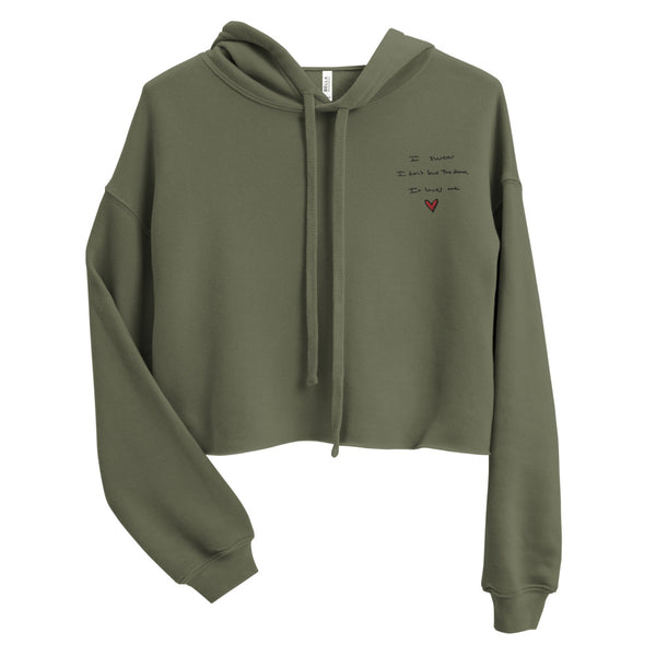 I Swear I Don't Love The Drama Embroidered Crop Hoodie