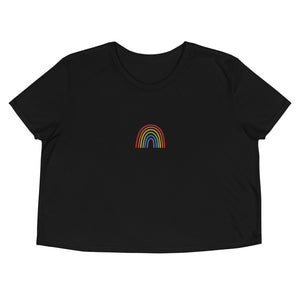 Rainbow Embroidered Flowy Crop Top
