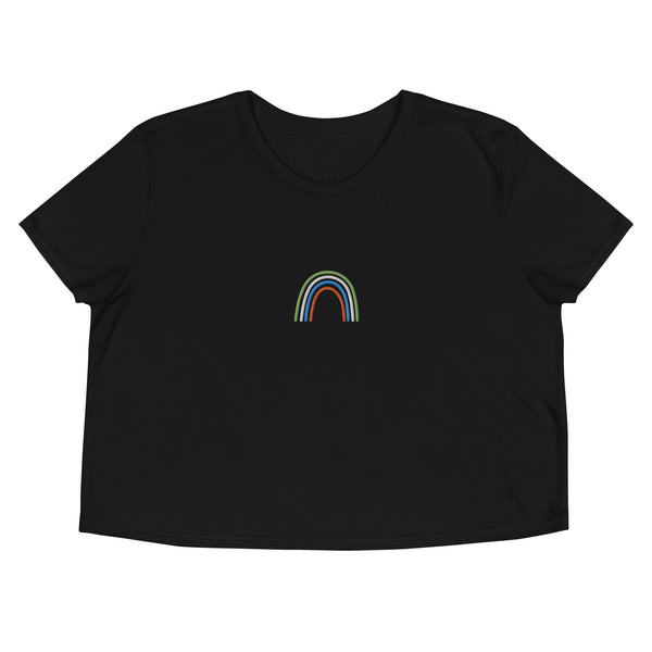 Unlabeled Rainbow Embroidered Crop Tee