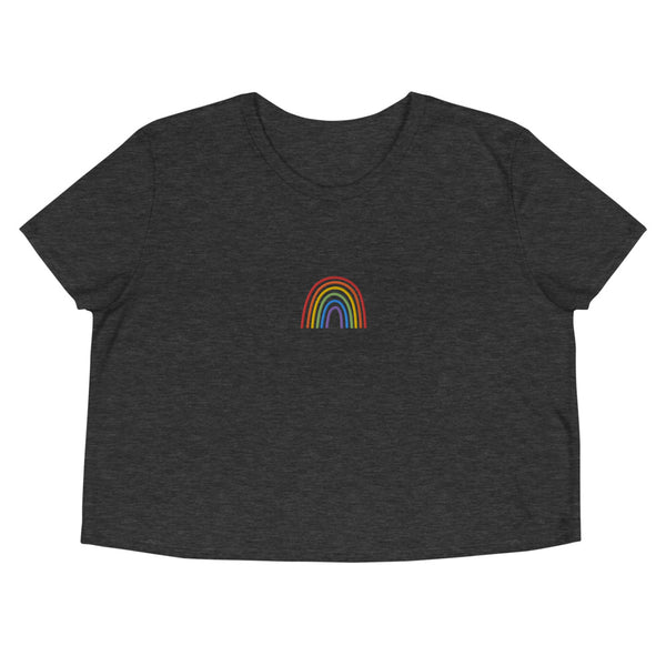 Rainbow Embroidered Flowy Crop Top