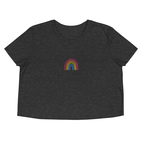 Pansexual / Panromantic Rainbow Embroidered Crop Tee