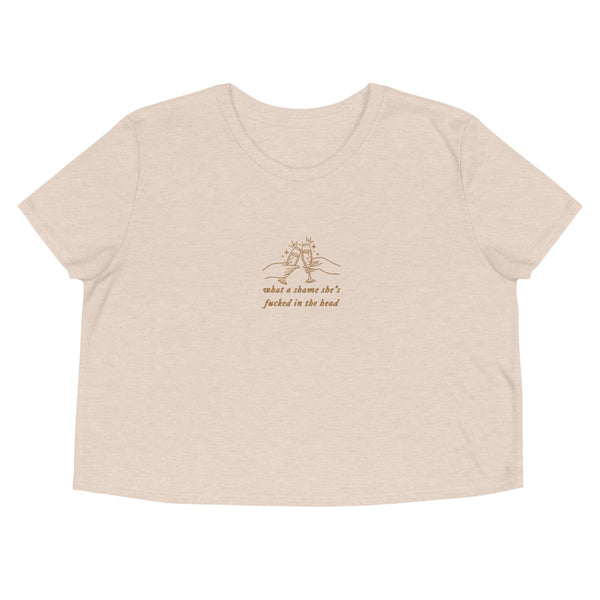 Champagne Problems Embroidered Flowy Crop Tee