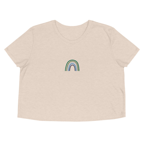 Gay / MLM Rainbow Embroidered Crop Tee