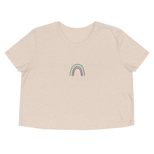 Unlabeled Rainbow Embroidered Crop Tee