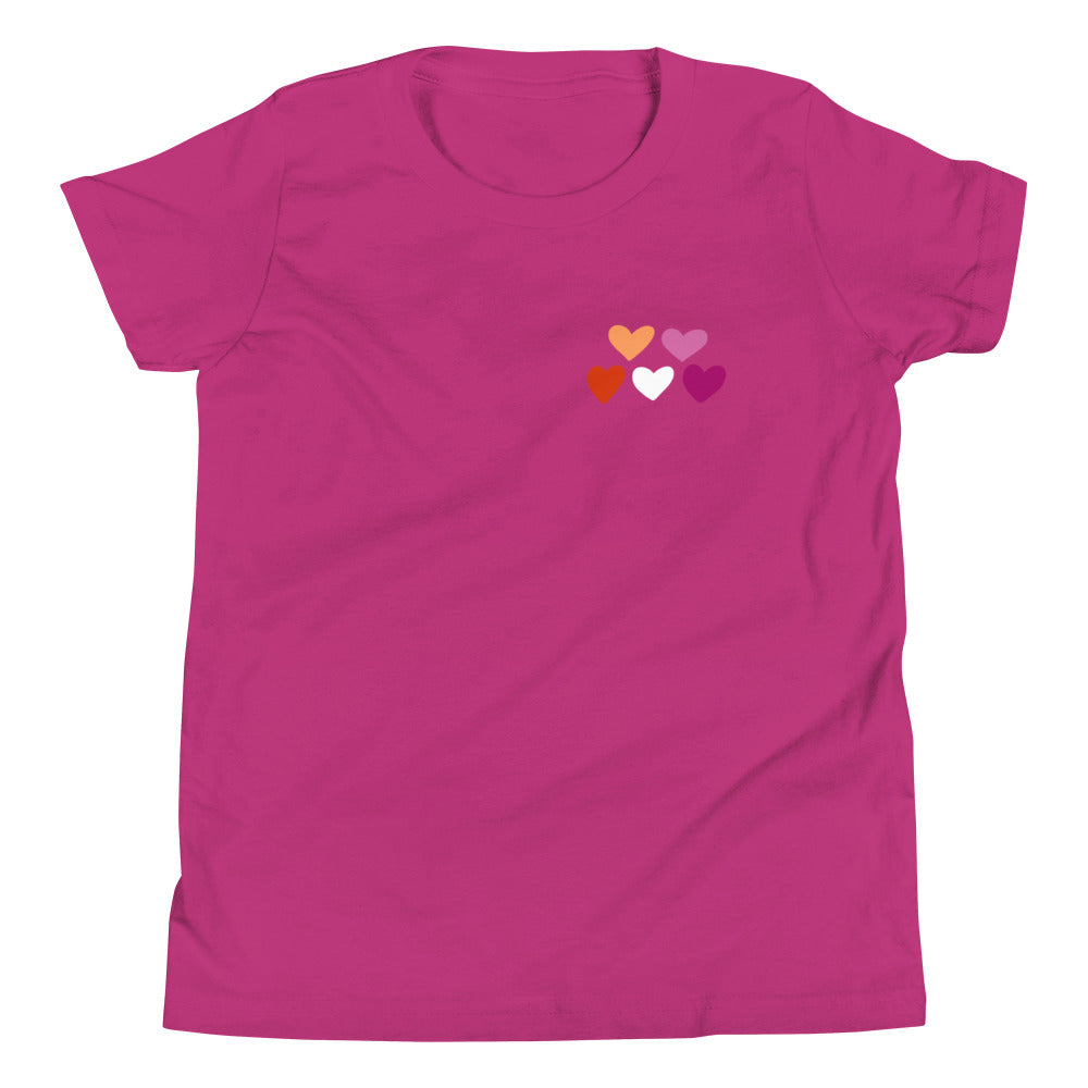 Lesbian Pride Hearts Youth T-Shirt