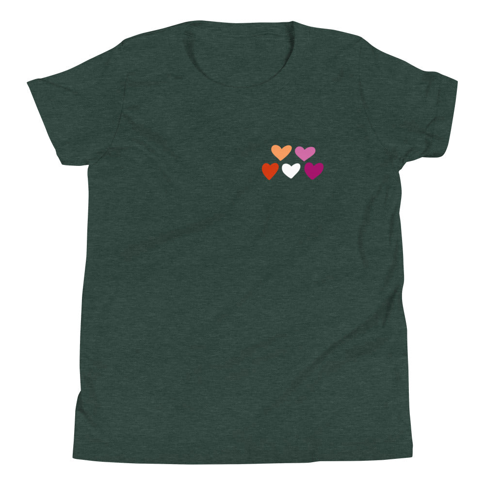 Lesbian Pride Hearts Youth T-Shirt